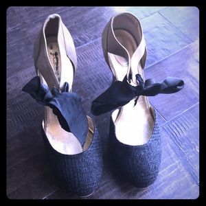 J. Crew Tweed Satin Bow Heels Pumps